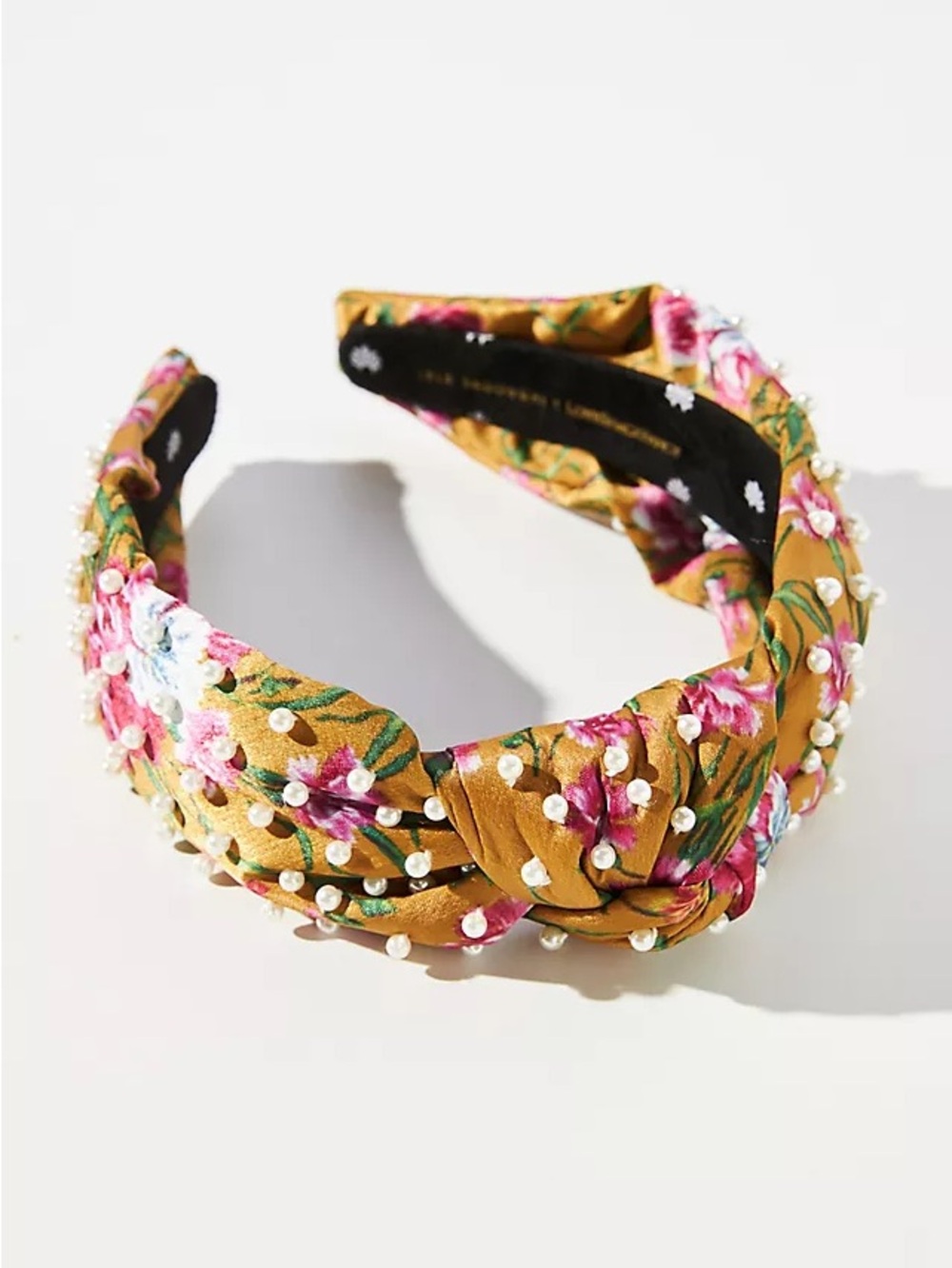 Lele Sadoughi Loveshackfancy Mini Pearl Knotted Heabdand Ruby Goldmine Floral